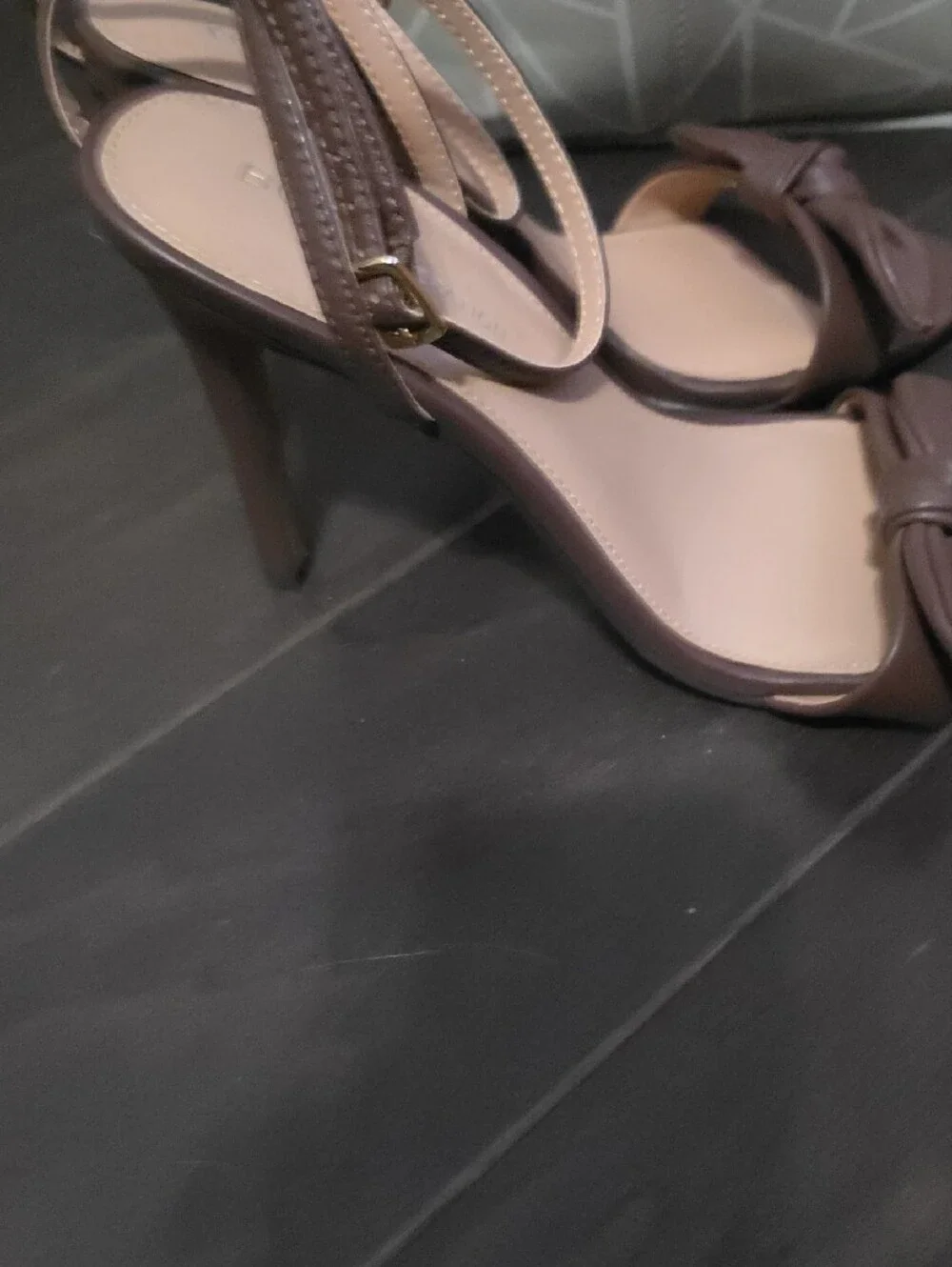 BCBGeneration Dark Brown Knotted Ankle-Strap Heels